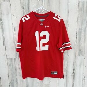 Nike Team #12 Size Large Ohio State V-Neck Football Jersey 100% Polyester
